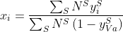 x_{i}=\frac{\sum_{S}N^{S}y_{i}^{S}}{\sum_{S}N^{S}\left(1-y_{Va}^{S} \right )}